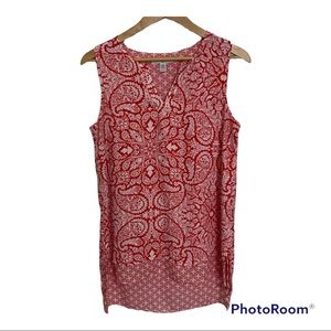 Fever Paisley Tunic Blouse Layered Sleeveless Orange